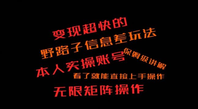 变现超快的野路子信息差玩法，本人实操账号保姆级讲解-蚂蚁汇资源分享项目网