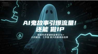 AI鬼故事引爆流量，还能做IP，视频号多渠道收益单日1k+，小白副业、工作室放大的最佳选择-蚂蚁汇资源分享项目网