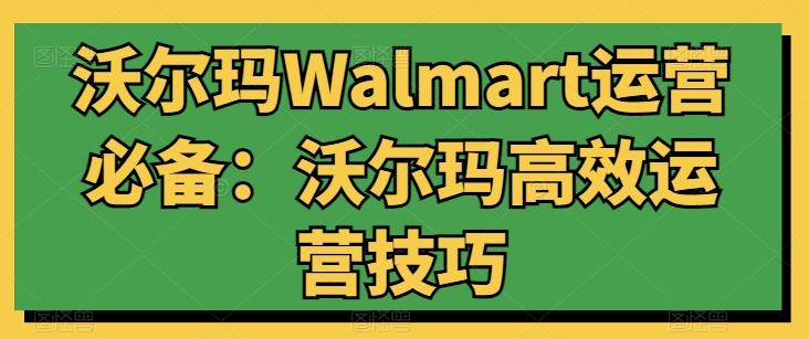 沃尔玛Walmart运营必备：沃尔玛高效运营技巧-蚂蚁汇资源分享项目网