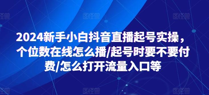 2024新手小白抖音直播起号实操，个位数在线怎么播/起号时要不要付费/怎么打开流量入口等-蚂蚁汇资源分享项目网