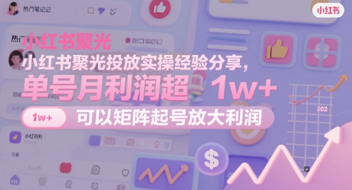 小红书聚光投放实操经验分享，单号月利润超1w+，可以矩阵起号放大利润-蚂蚁汇资源分享项目网