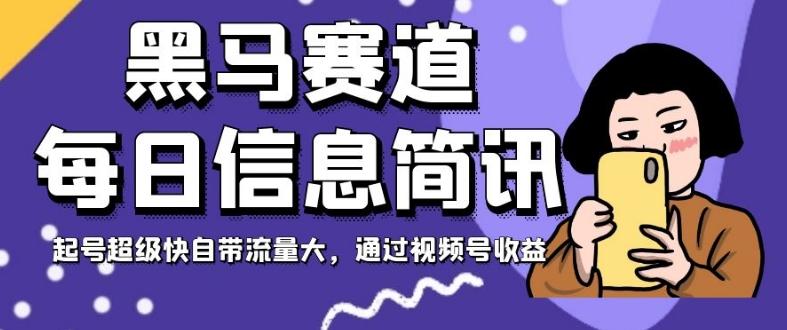 黑马赛道每日信息简讯，起号超级快自带流量大，通过视频号收益【揭秘】-蚂蚁汇资源分享项目网
