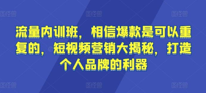 流量内训班，相信爆款是可以重复的，短视频营销大揭秘，打造个人品牌的利器-蚂蚁汇资源分享项目网