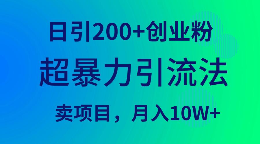 (9654期)超暴力引流法，日引200+创业粉，卖项目月入10W+-蚂蚁汇资源分享项目网