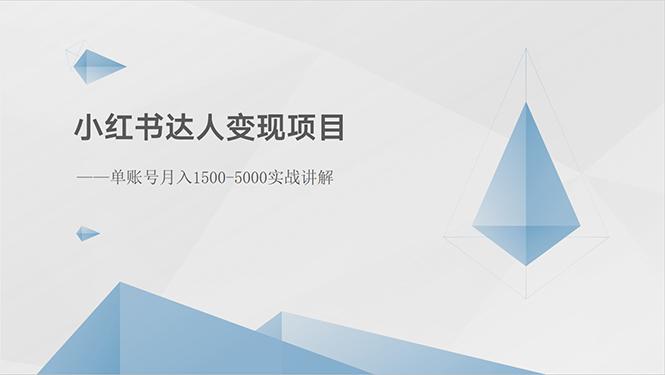 小红书达人变现项目：单账号月入1500-3000实战讲解-蚂蚁汇资源分享项目网