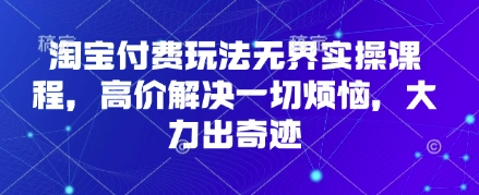 淘宝付费玩法无界实操课程，高价解决一切烦恼，大力出奇迹-蚂蚁汇资源分享项目网