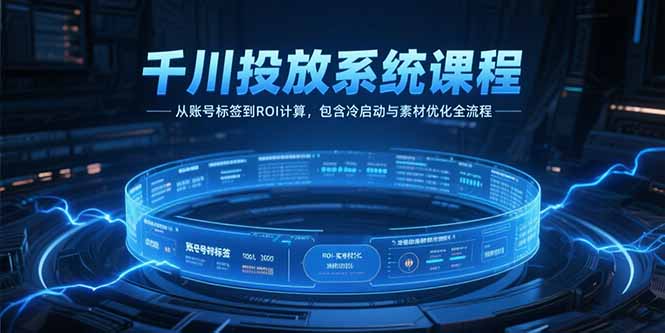 千川投放系统课程，从账号标签到ROI计算，包含冷启动与素材优化全流程-蚂蚁汇资源分享项目网
