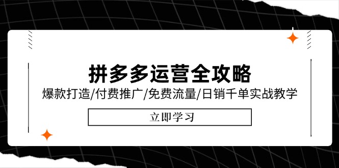 拼多多运营全攻略，爆款打造/付费推广/免费流量/日销千单实战教学/6月更新-蚂蚁汇资源分享项目网