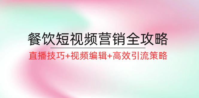餐饮短视频营销全攻略：直播技巧+视频编辑+高效引流策略-蚂蚁汇资源分享项目网
