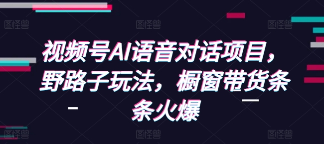 视频号AI语音对话项目，野路子玩法，橱窗带货条条火爆-蚂蚁汇资源分享项目网