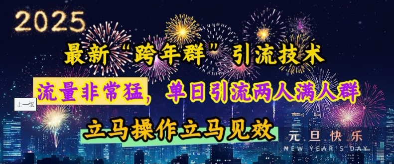 最新“跨年群”引流，流量非常猛，单日引流两人满人群，立马操作立马见效【揭秘】-蚂蚁汇资源分享项目网