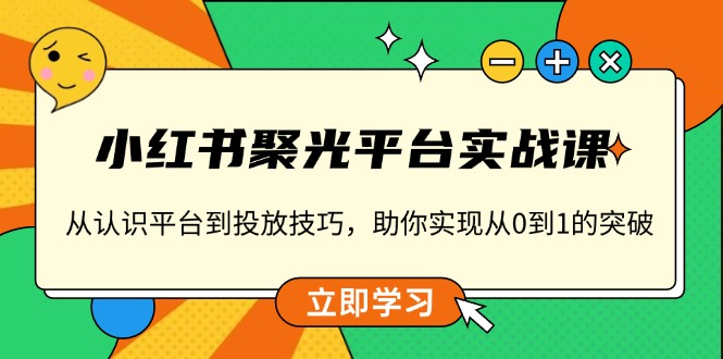小红书 聚光平台实战课，从认识平台到投放技巧，助你实现从0到1的突破-蚂蚁汇资源分享项目网