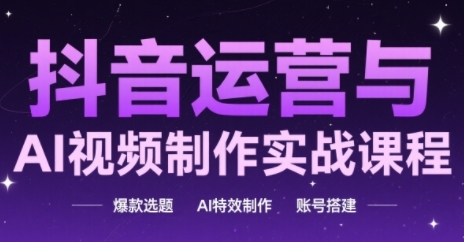 抖音运营与AI视频制作实战课程，爆款选题-AI特效制作-账号搭建-蚂蚁汇资源分享项目网