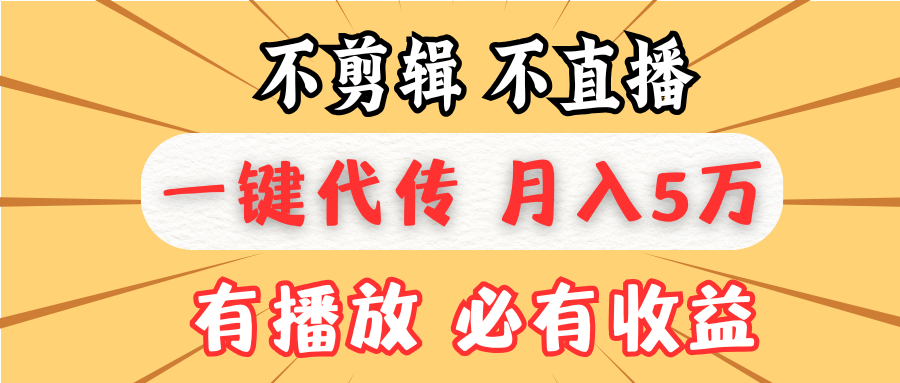 不剪辑不直播，一键代发，月入5万懒人必备，我出视频你来发-蚂蚁汇资源分享项目网