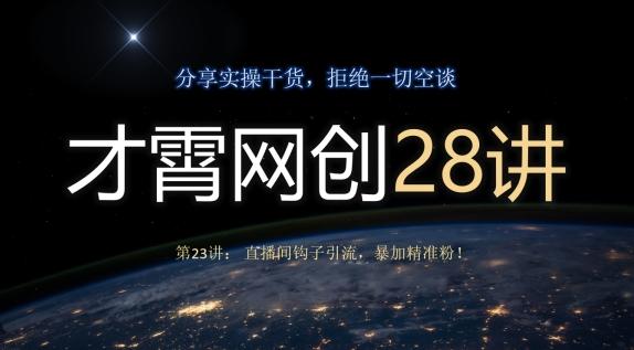 才霄网创28讲第23讲：直播间钩子引流，暴加精准粉！-蚂蚁汇资源分享项目网