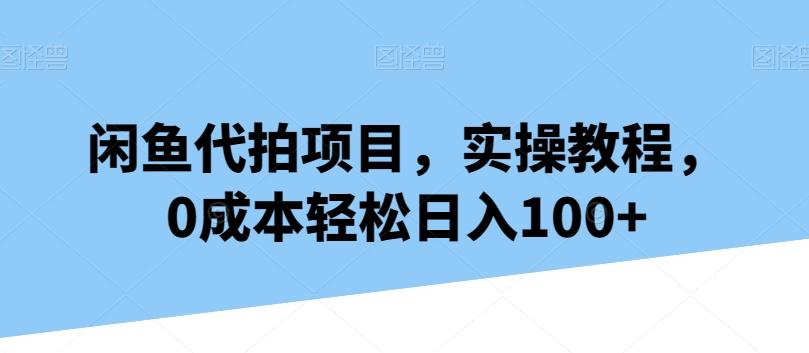 闲鱼代拍项目，实操教程，0成本轻松日入100+-蚂蚁汇资源分享项目网