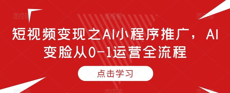 短视频变现之AI小程序推广，AI变脸从0-1运营全流程-蚂蚁汇资源分享项目网