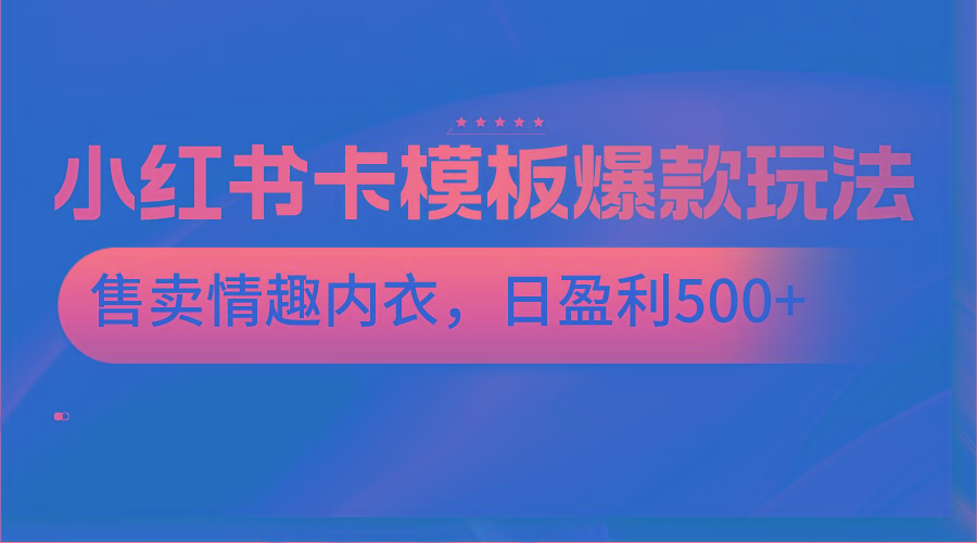小红书卡模板爆款玩法，售卖情趣内衣，日盈利500+-蚂蚁汇资源分享项目网
