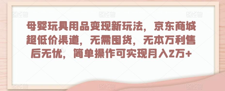 母婴玩具用品变现新玩法，京东商城超低价渠道，简单操作可实现月入2万+【揭秘】-蚂蚁汇资源分享项目网