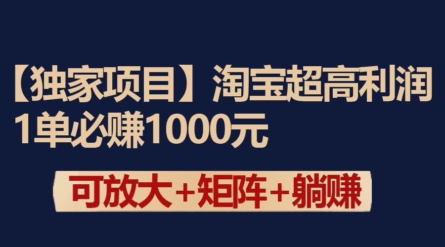 独家淘宝超高利润项目：1单必赚1000元，可放大可矩阵操作-蚂蚁汇资源分享项目网