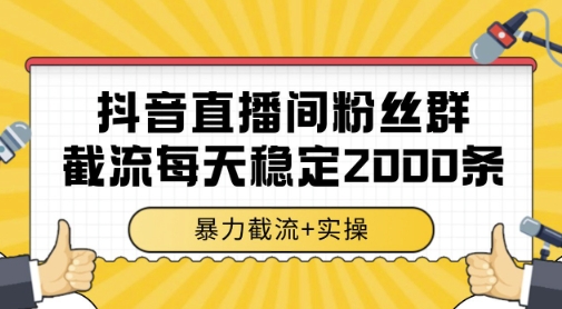 抖音直播间粉丝群暴力截流，一台电脑每天稳定2000条数据，暴力截流+实操 【揭秘】-蚂蚁汇资源分享项目网
