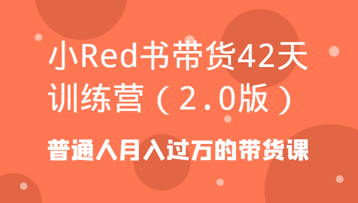小Red书带货42天训练营(2.0版)普通人月入过万的带货课-蚂蚁汇资源分享项目网