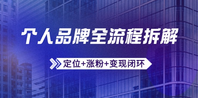 个人品牌全流程拆解：定位+涨粉+变现闭环，微信生态运营与资源整合-蚂蚁汇资源分享项目网