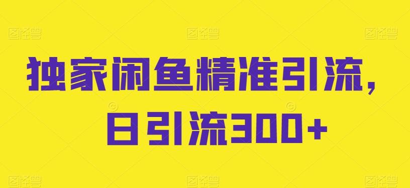 独家闲鱼精准引流，日引流300+【揭秘】-蚂蚁汇资源分享项目网