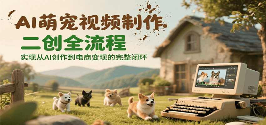 AI萌宠视频制作二创全流程，实现从AI创作到电商变现的完整闭环-蚂蚁汇资源分享项目网