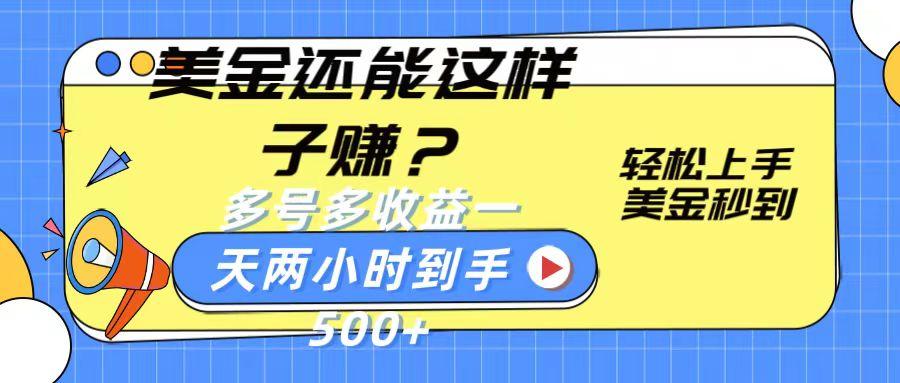 美金还能这样子赚？轻松上手，美金秒到账 多号多收益，一天 两小时，到手500+-蚂蚁汇资源分享项目网