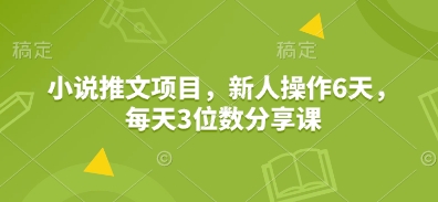 小说推文项目，新人操作6天，每天3位数分享课-蚂蚁汇资源分享项目网
