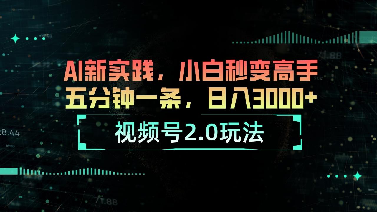 视频号2.0玩法 AI新实践，小白秒变高手五分钟一条，日入3000+-蚂蚁汇资源分享项目网