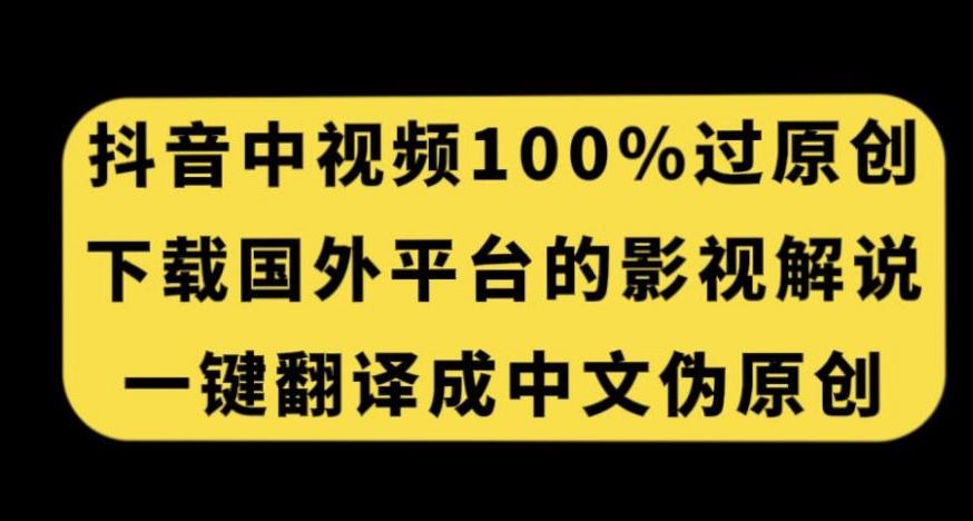 抖音中视频百分百过原创，下载国外平台的电影解说，一键翻译成中文获取收益-蚂蚁汇资源分享项目网