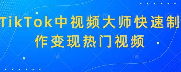 TikTok中视频大师快速制作变现热门视频-蚂蚁汇资源分享项目网