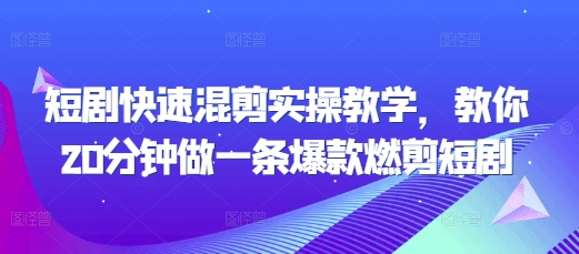 短剧快速混剪实操教学，教你20分钟做一条爆款燃剪短剧-蚂蚁汇资源分享项目网