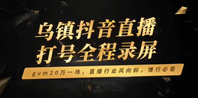 乌镇抖音直播打号全程录屏，gvm20万一场，直播行业风向标，懂行必看-蚂蚁汇资源分享项目网