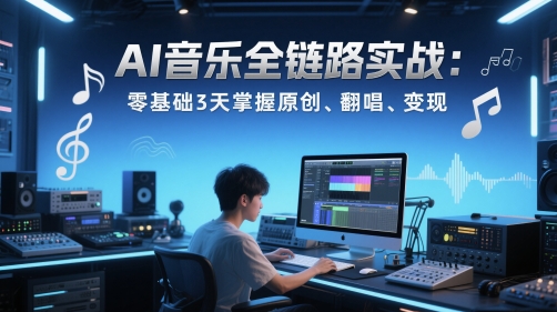 AI音乐全链路实战变现课：零基础3天掌握原创、翻唱、变现-蚂蚁汇资源分享项目网