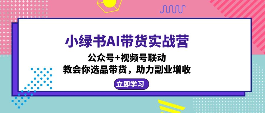小绿书AI带货实战营：公众号+视频号联动，教会你选品带货，助力副业增收-蚂蚁汇资源分享项目网