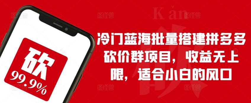 冷门蓝海批量搭建拼多多砍价群项目，收益无上限，适合小白的风口【揭秘】-蚂蚁汇资源分享项目网