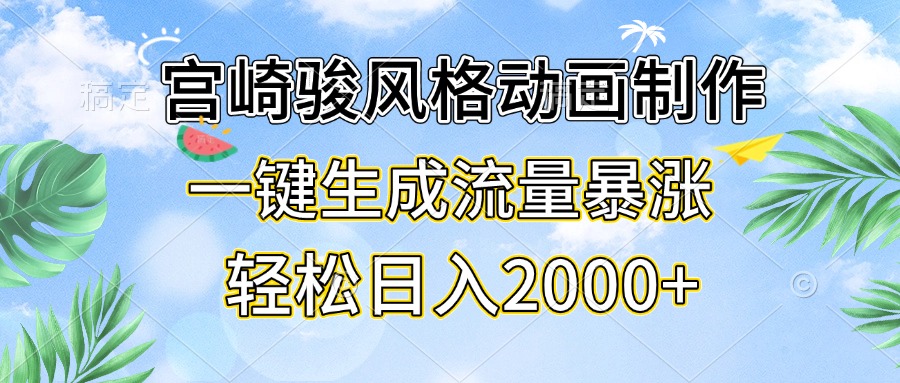 宫崎骏风格动画制作，一键生成流量暴涨，轻松日入2000+-蚂蚁汇资源分享项目网