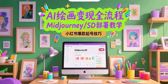 AI绘画变现全流程，Midjourney/SD部署教学，小红书爆款起号技巧-蚂蚁汇资源分享项目网