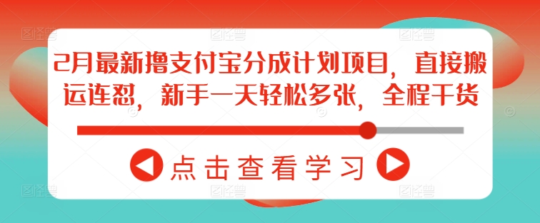 2月最新撸支付宝分成计划项目，直接搬运连怼，新手一天轻松多张，全程干货-蚂蚁汇资源分享项目网