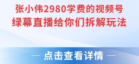 张小伟2980付费额视频号绿幕直播给你们拆解玩法-蚂蚁汇资源分享项目网