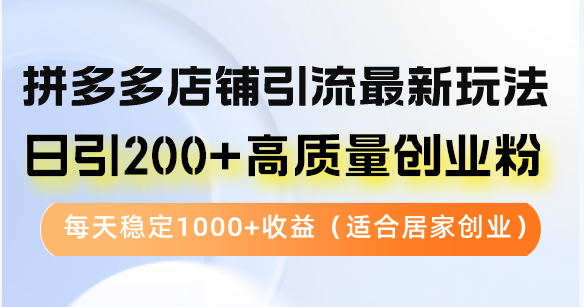 拼多多店铺引流最新玩法，日引200+高质量创业粉，每天稳定1000+收益(...-蚂蚁汇资源分享项目网