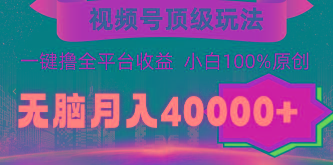(9281期)视频号顶级玩法，无脑月入40000+，一键撸全平台收益，纯小白也能100%原创-蚂蚁汇资源分享项目网