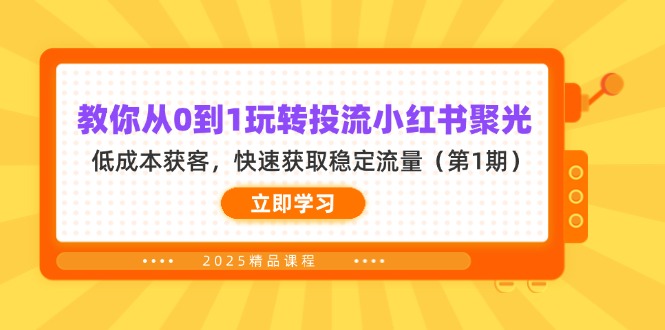 教你从0到1玩转投流小红书聚光，低成本获客，快速获取稳定流量(第1期-蚂蚁汇资源分享项目网