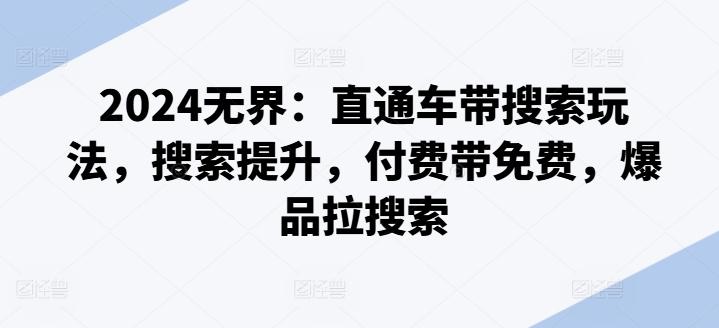 2024无界：直通车带搜索玩法，搜索提升，付费带免费，爆品拉搜索-蚂蚁汇资源分享项目网