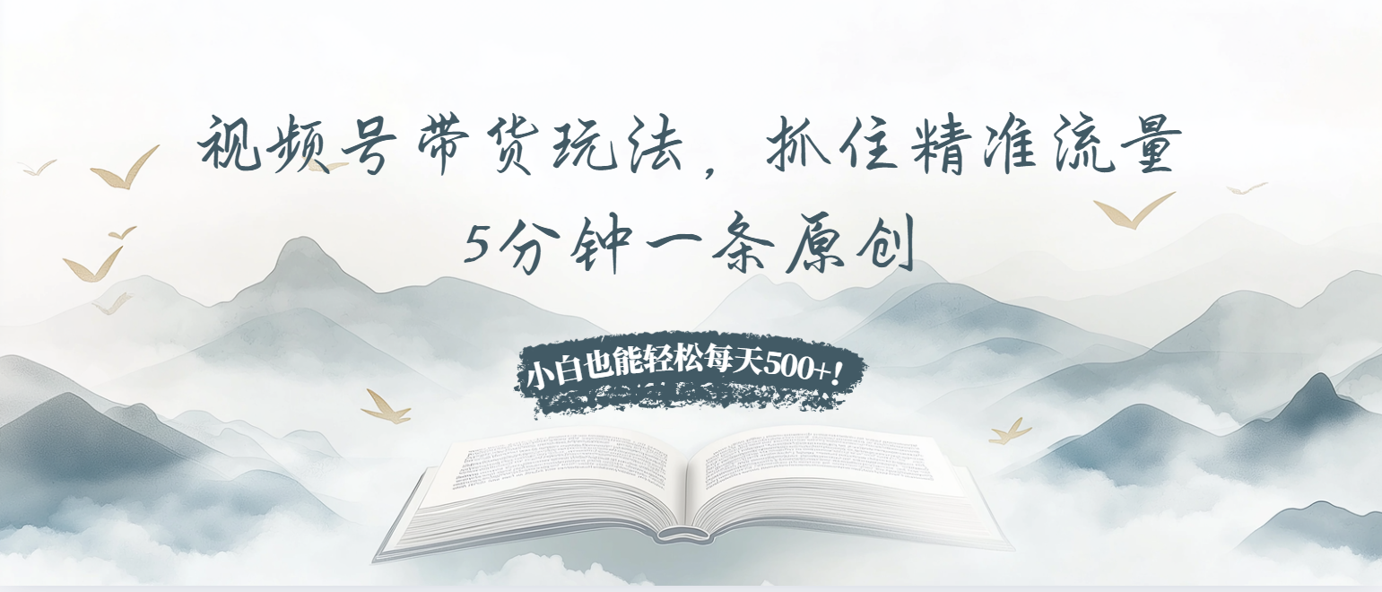 视频号带货玩法，抓住精准流量，5分钟一条原创，小白也能轻松每天500+！-蚂蚁汇资源分享项目网