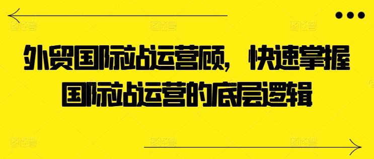 外贸国际站运营顾问，快速掌握国际站运营的底层逻辑-蚂蚁汇资源分享项目网