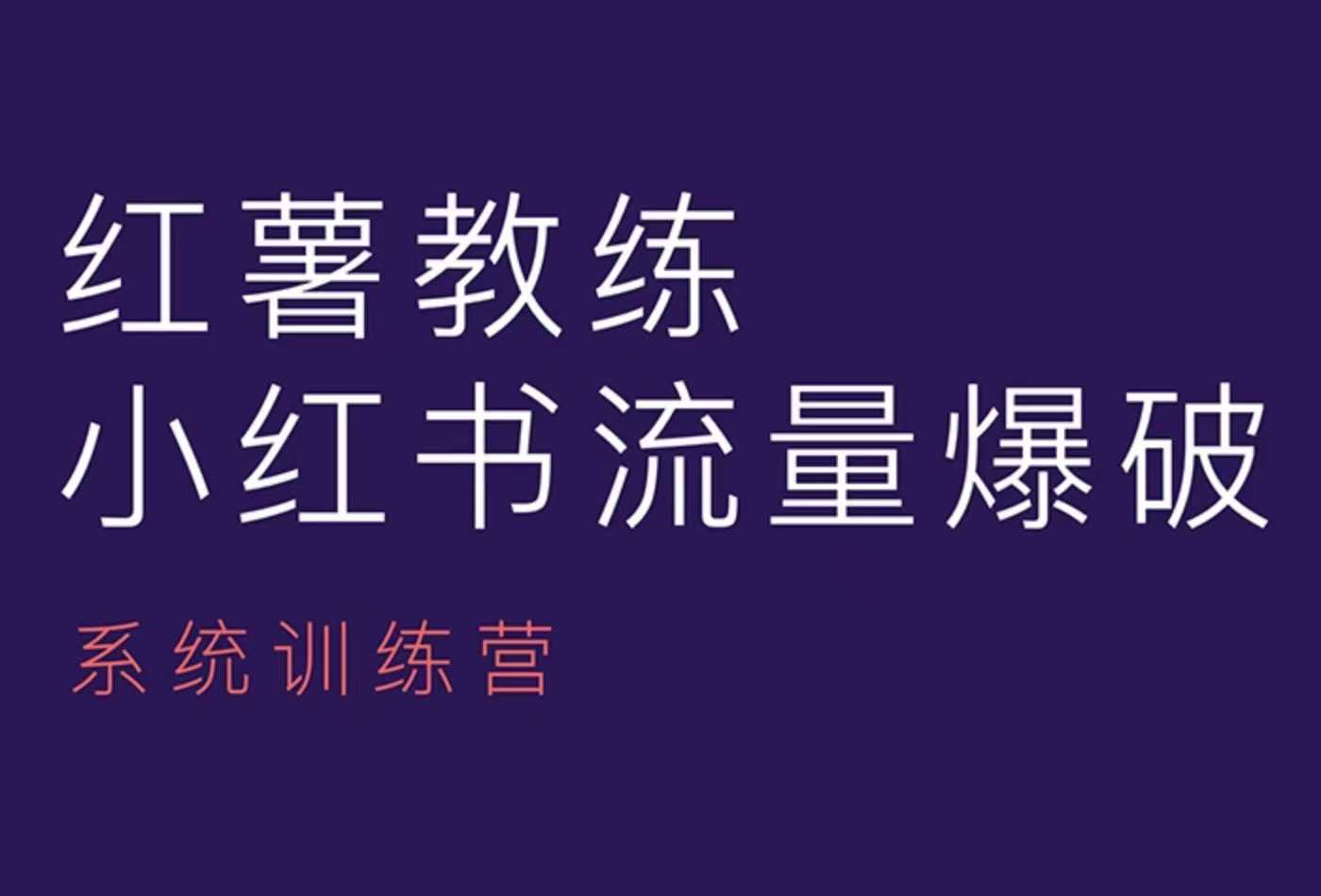 红薯教练-小红书内容运营课，小红书运营学习终点站-蚂蚁汇资源分享项目网